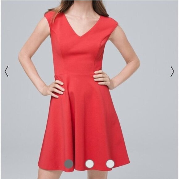 White House Black Market Dresses & Skirts - NWOT White House Black Market Ponte Knit Fit-And-Flare Dress Bright Rouge